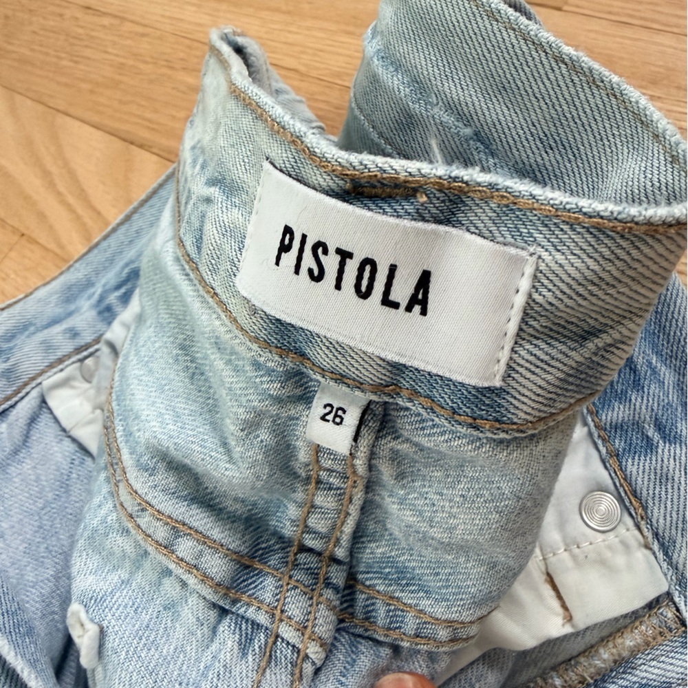 Pistola Eden High Rise Straight Jeans Size 26 Light Wash Raw Hem 100% Cotton - Picture 3 of 7